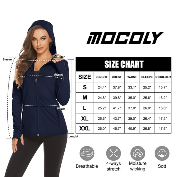 MOCOLY Women's UPF 50+ Sun Protection Hoodie Jacket Lightweight - Picture 7 of 7